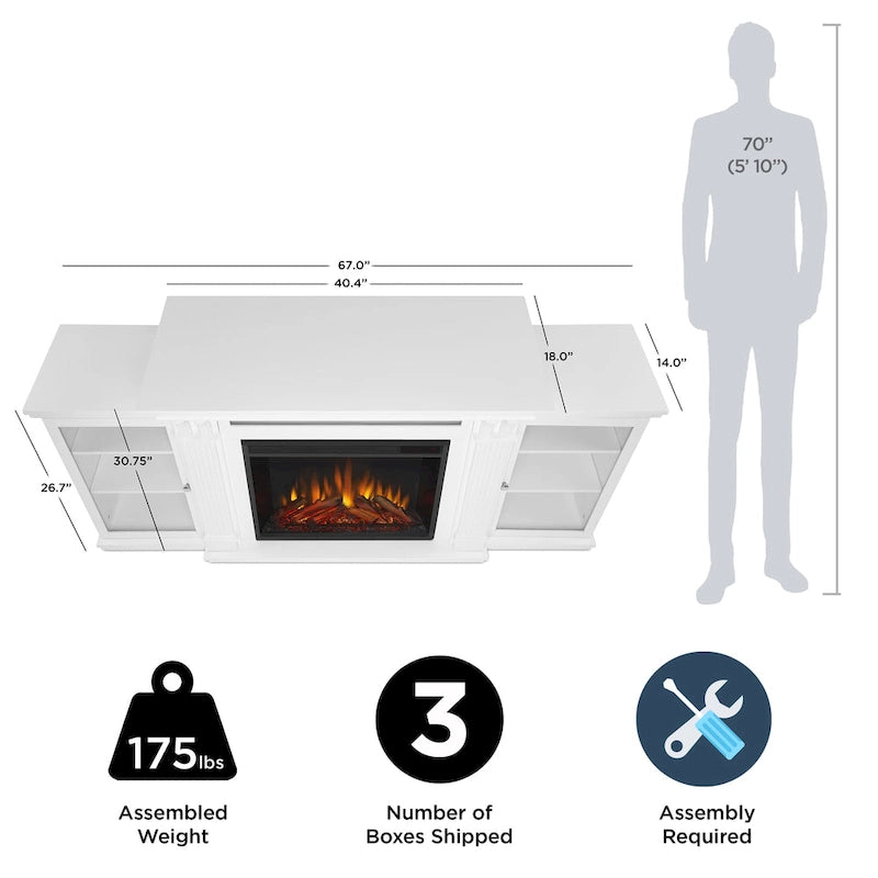 67" Electric TV Stand Fireplace in White