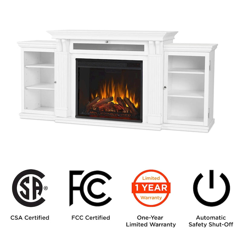 67" Electric TV Stand Fireplace in White