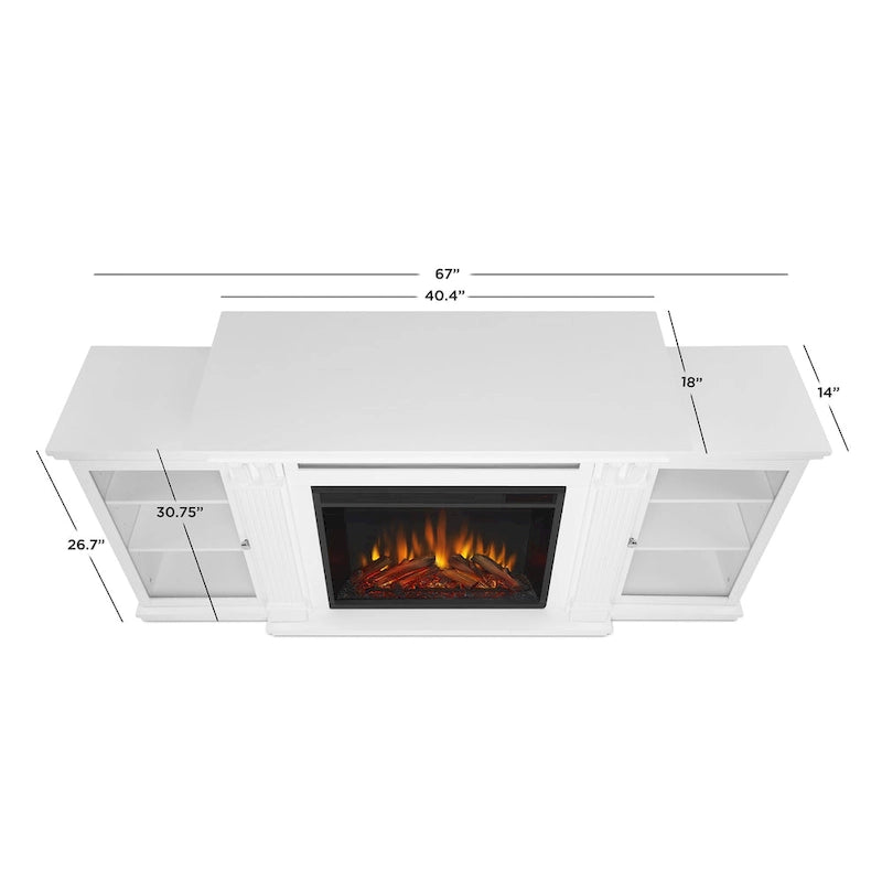 67" Electric TV Stand Fireplace in White
