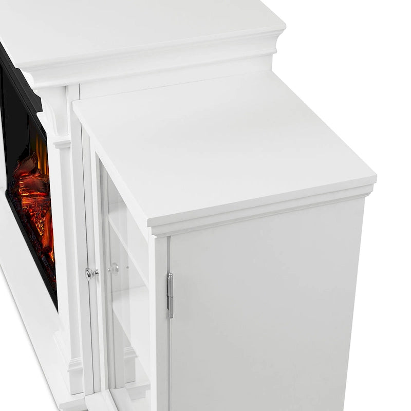 67" Electric TV Stand Fireplace in White