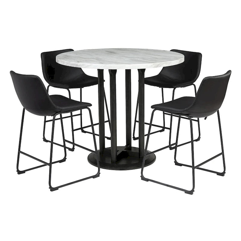 White & Black Circular Counter Height Table