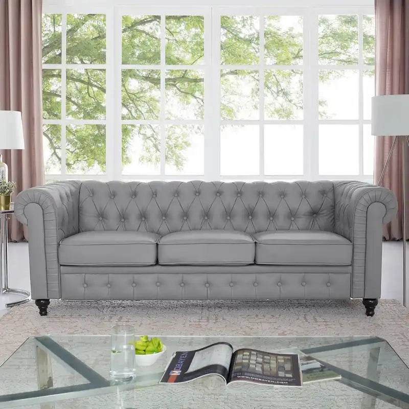 Chesterfield Sofa, Luxurious Comfort for Cozy Living Rooms, Mid-Century Modern Couch, Elegance & Serenity, 3-Seater