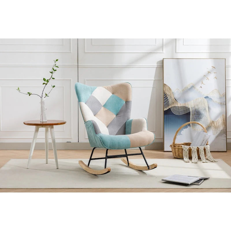 Moderner Patchwork-Akzentstuhl für Wohnzimmer, Schlafzimmer oder Studio