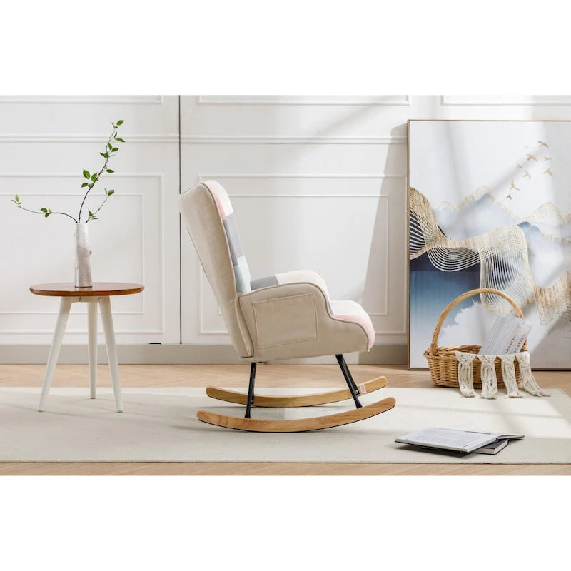 Modern Patchwork Accent Chair for Living Room Bedroom Studio