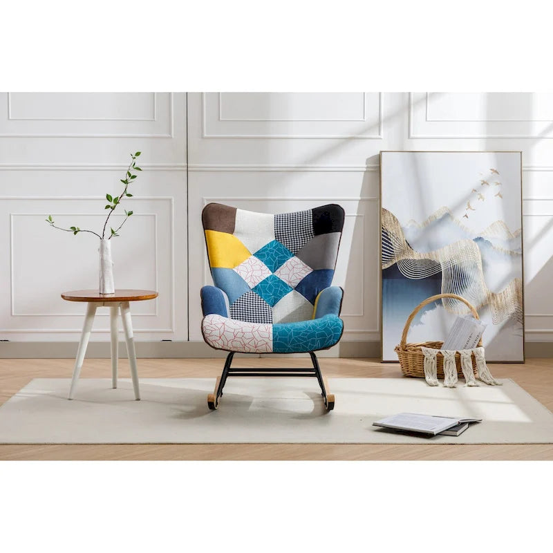 Moderner Patchwork-Akzentstuhl für Wohnzimmer, Schlafzimmer oder Studio