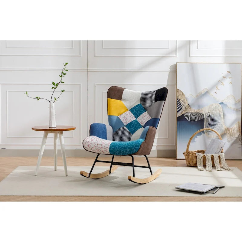 Moderner Patchwork-Akzentstuhl für Wohnzimmer, Schlafzimmer oder Studio