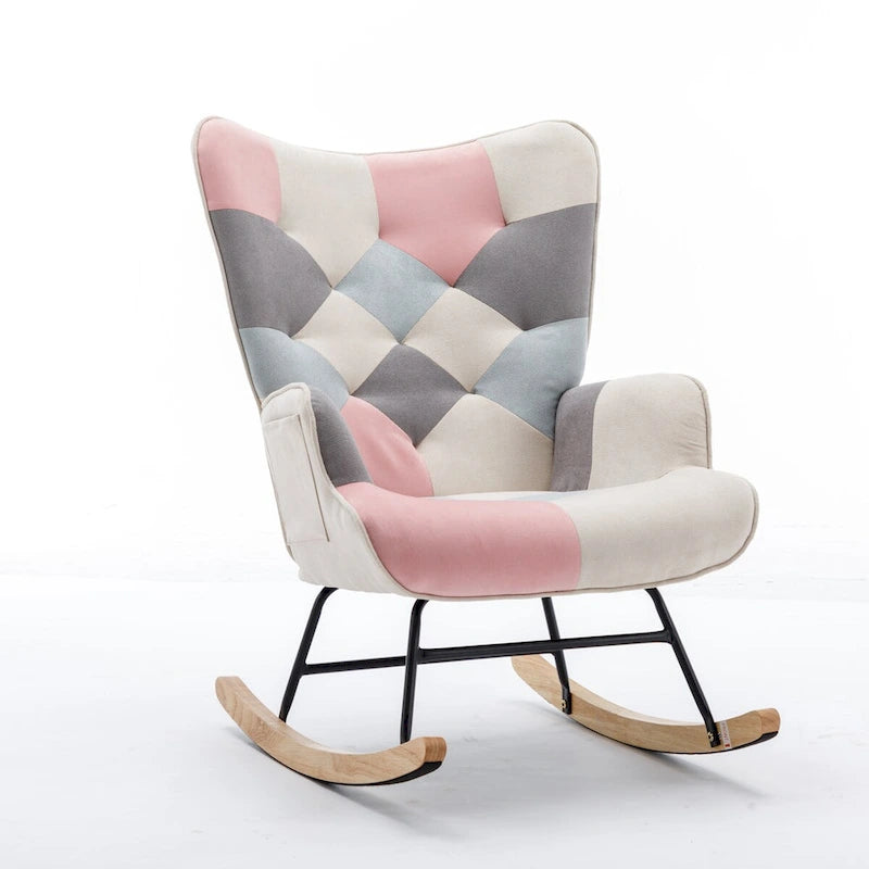 Moderner Patchwork-Akzentstuhl für Wohnzimmer, Schlafzimmer oder Studio