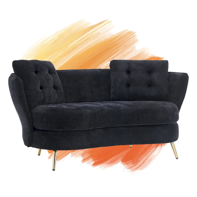 Velvet Loveseat Sofa with Golden Metal Legs
