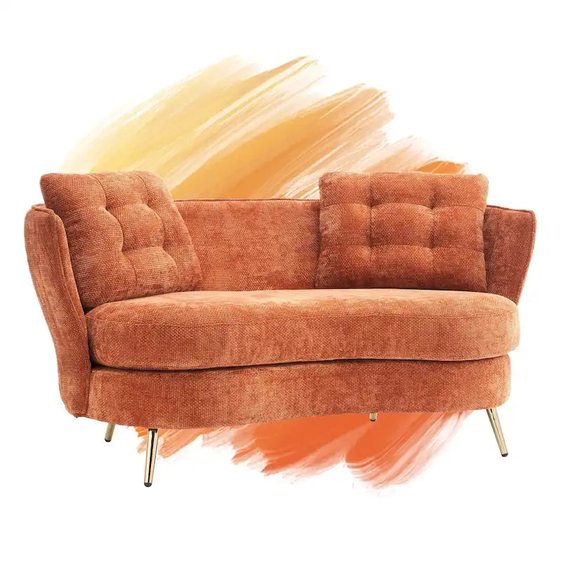 Velvet Loveseat Sofa with Golden Metal Legs
