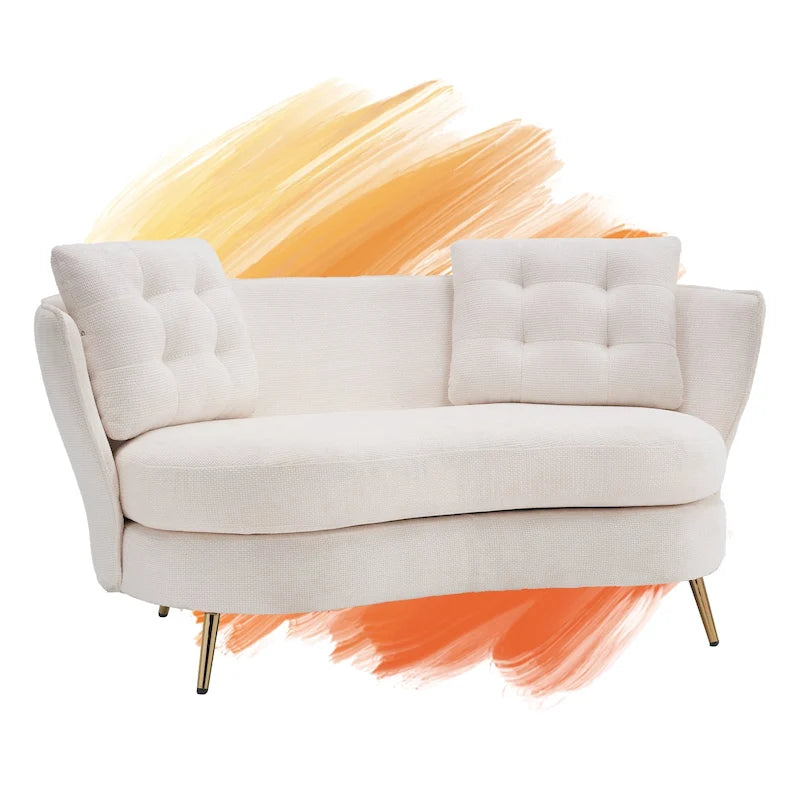 Velvet Loveseat Sofa with Golden Metal Legs
