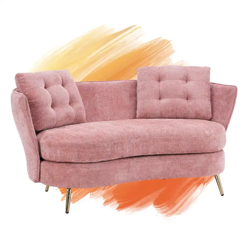 Velvet Loveseat Sofa with Golden Metal Legs