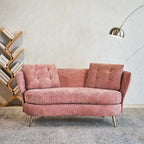 Velvet Loveseat Sofa with Golden Metal Legs