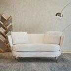 Velvet Loveseat Sofa with Golden Metal Legs