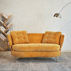 Velvet Loveseat Sofa with Golden Metal Legs