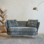 Velvet Loveseat Sofa with Golden Metal Legs
