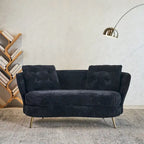 Velvet Loveseat Sofa with Golden Metal Legs