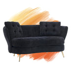Velvet Loveseat Sofa with Golden Metal Legs