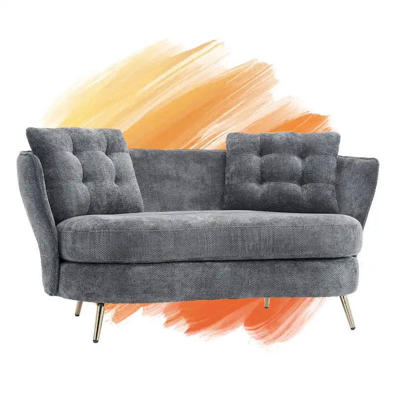 Velvet Loveseat Sofa with Golden Metal Legs