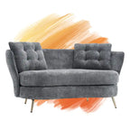 Velvet Loveseat Sofa with Golden Metal Legs