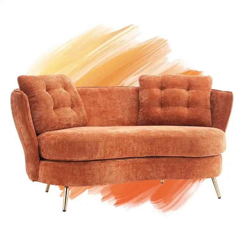 Velvet Loveseat Sofa with Golden Metal Legs