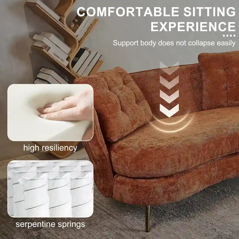 Velvet Loveseat Sofa with Golden Metal Legs