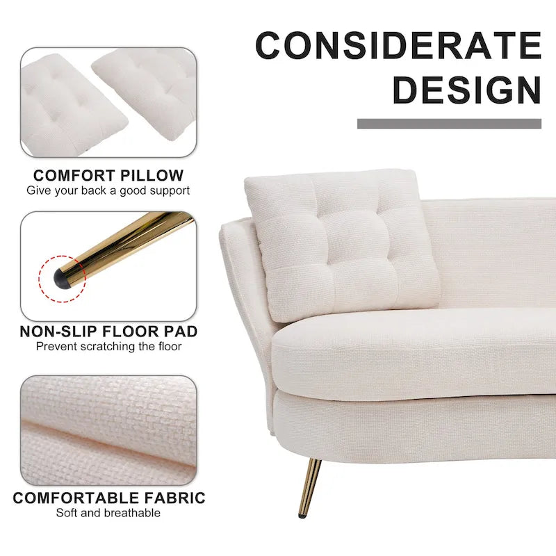 Velvet Loveseat Sofa with Golden Metal Legs