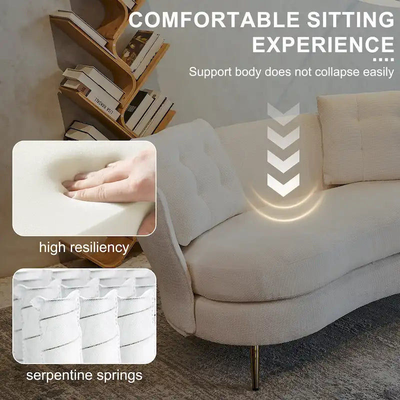 Velvet Loveseat Sofa with Golden Metal Legs