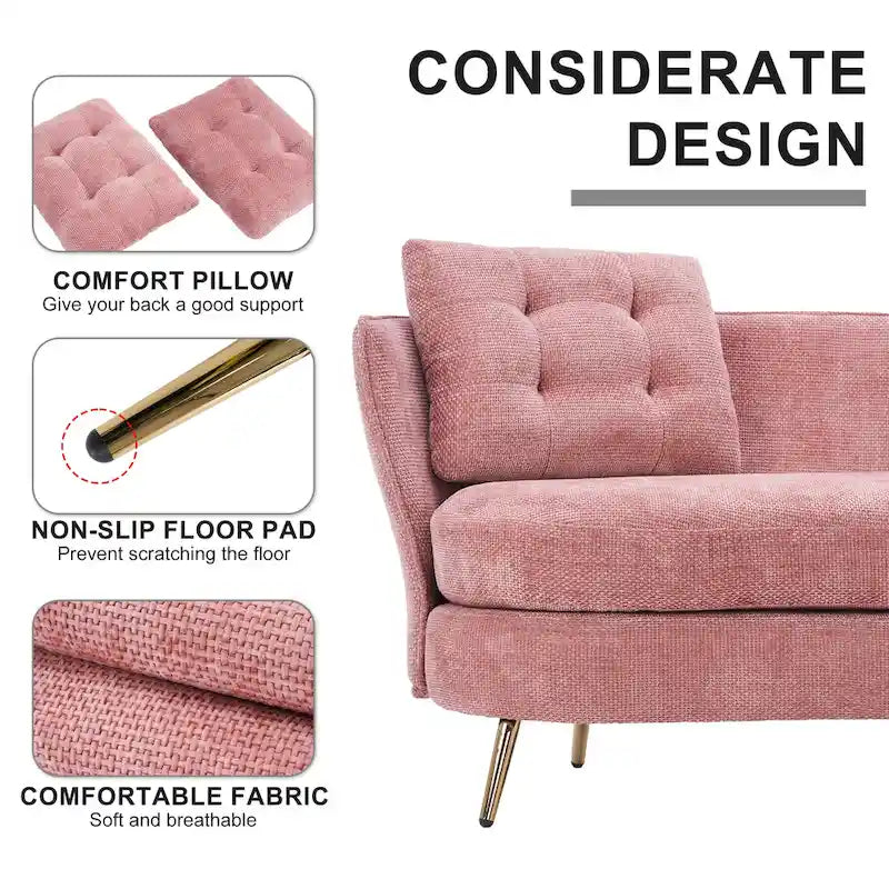 Velvet Loveseat Sofa with Golden Metal Legs