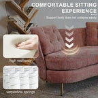 Velvet Loveseat Sofa with Golden Metal Legs