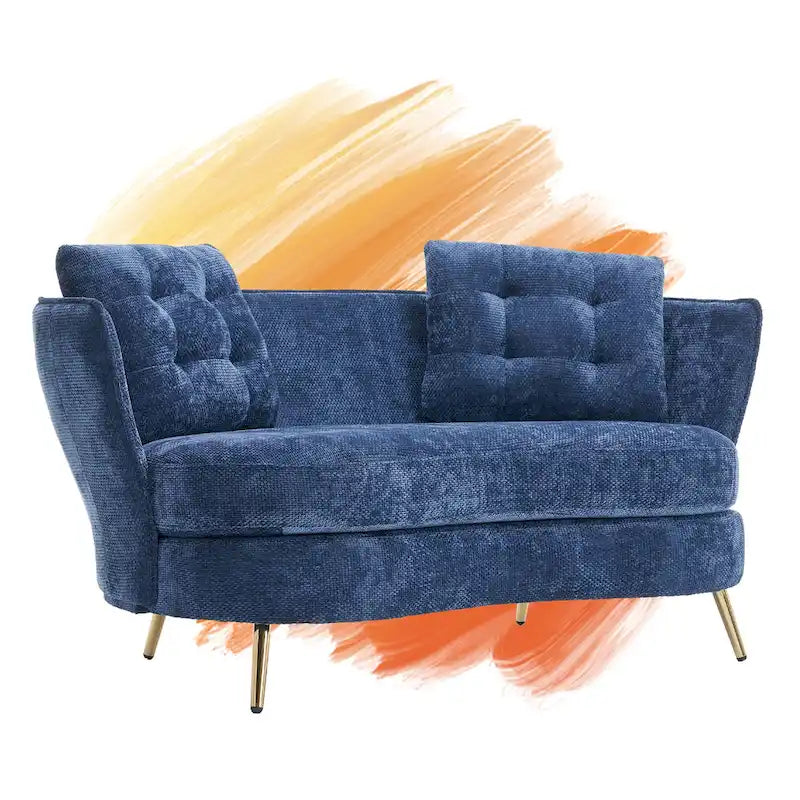 Velvet Loveseat Sofa with Golden Metal Legs
