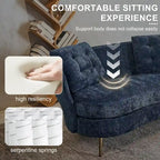 Velvet Loveseat Sofa with Golden Metal Legs
