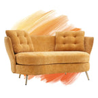 Velvet Loveseat Sofa with Golden Metal Legs