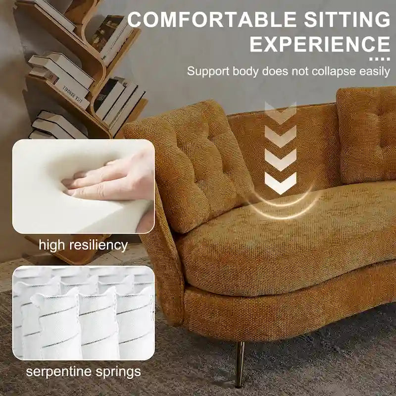 Velvet Loveseat Sofa with Golden Metal Legs