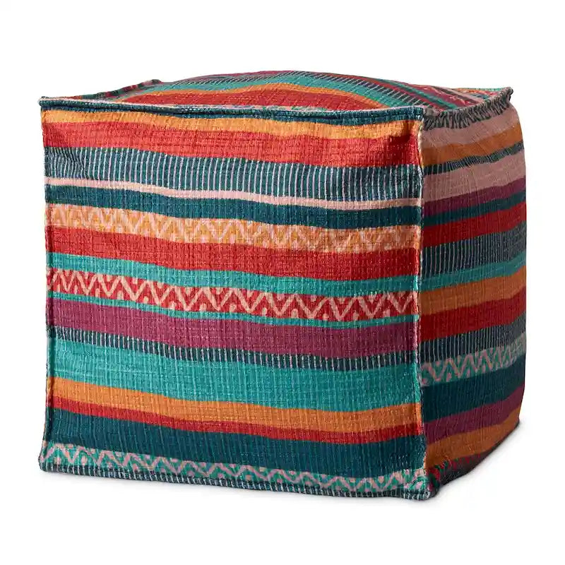 Gestreifter Boho-Pouf im Südwest-Stil