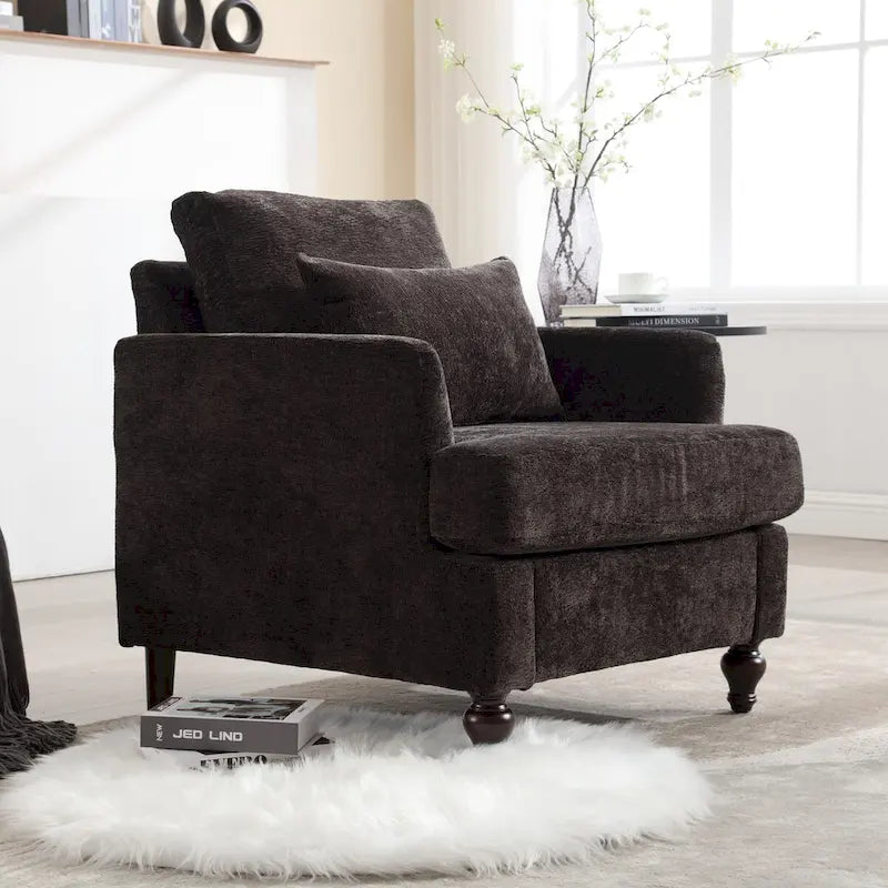 Sessel mit Holzrahmen, moderner Akzentstuhl für das Wohnzimmer