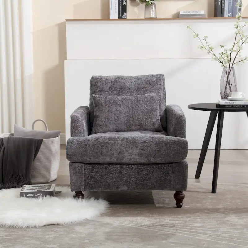 Sessel mit Holzrahmen, moderner Akzentstuhl für das Wohnzimmer