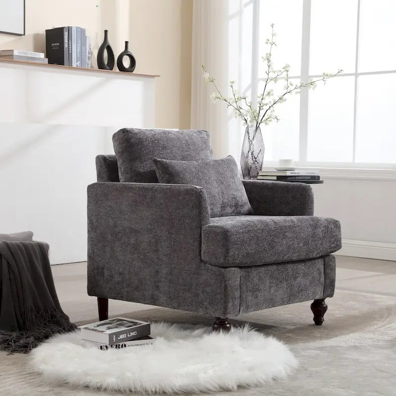 Sessel mit Holzrahmen, moderner Akzentstuhl für das Wohnzimmer