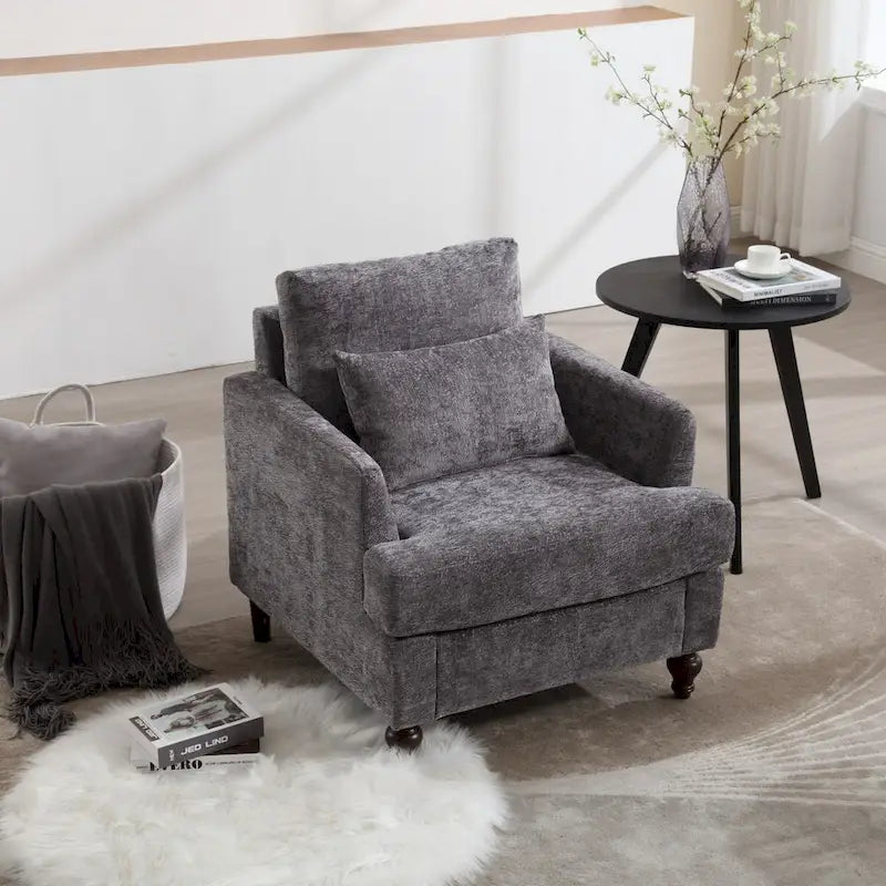Sessel mit Holzrahmen, moderner Akzentstuhl für das Wohnzimmer