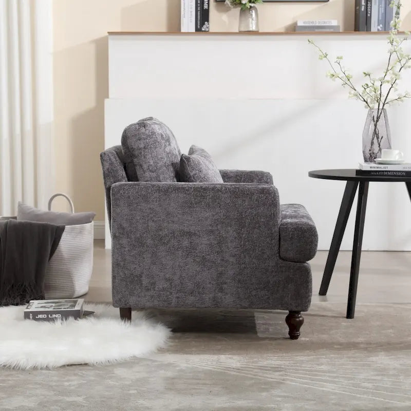 Sessel mit Holzrahmen, moderner Akzentstuhl für das Wohnzimmer