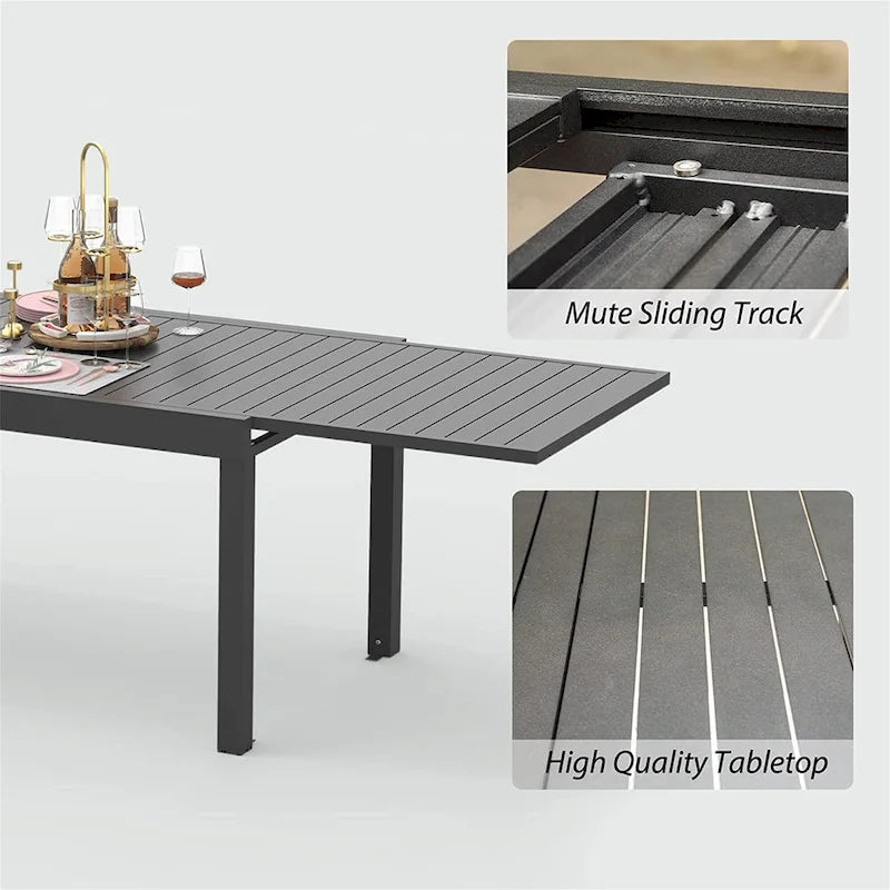 Expandable Patio Dining Table, Aluminum Outdoor Table for 4-8 Person