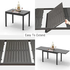Ausziehbarer Terrassen-Esstisch, Aluminium-Gartentisch für 4-8 Personen