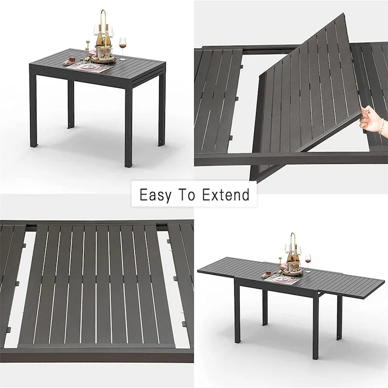 Expandable Patio Dining Table, Aluminum Outdoor Table for 4-8 Person
