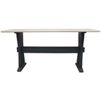 70" Ivory and Black Genuine Marble Trestle Console Table