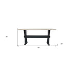 70" Ivory and Black Genuine Marble Trestle Console Table
