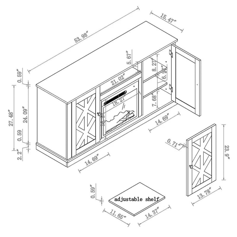 54 in. TV Stand with Electric Fireplace
