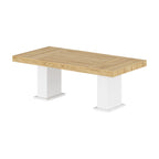 Wood Grain Tabletop with White Base – Dining, Conference & Office Desk