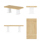 Wood Grain Tabletop with White Base – Dining, Conference & Office Desk