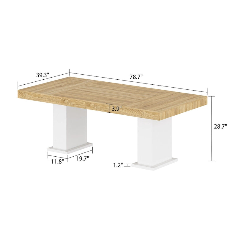 Wood Grain Tabletop with White Base – Dining, Conference & Office Desk