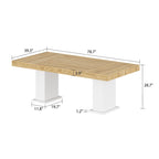 Wood Grain Tabletop with White Base – Dining, Conference & Office Desk