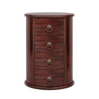 Round Solid Wood End Table with 4 Drawers, No Assembly Required